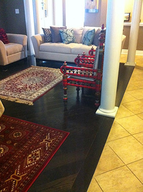 Refinished floor in Mississauga, Ontario.