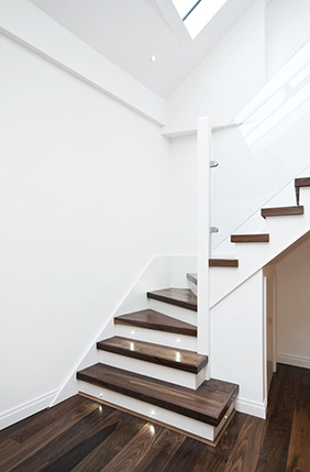 Stairs with lights built into steps.